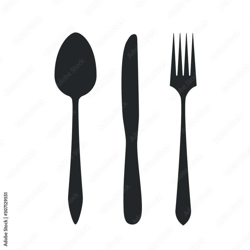 Knife, fork and spoon isolated on white background. Vector illustration. Knife, fork and spoon isolated on white background. Vector illustration.