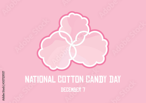 National Cotton Candy Day vector. Pink cotton candy on a pink background. Abstract candyfloss vector. Sugary cloud icon. Cotton Candy Day Poster, December 7