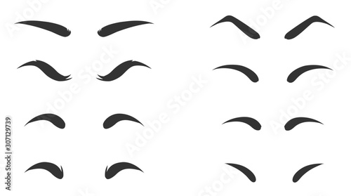 Eyebrow shapes. Various types of eyebrows. Makeup tips. Eyebrow shaping for women. Classic type and different thickness of brows.