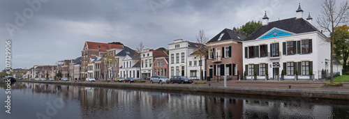 Kolk Assen. Panorama. Canal with townhouses. Netherlands photo