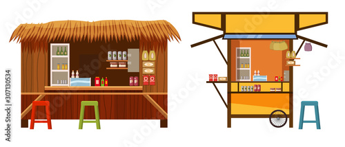 Set Warung street cafe restaurant small family owned busines, store shop photo