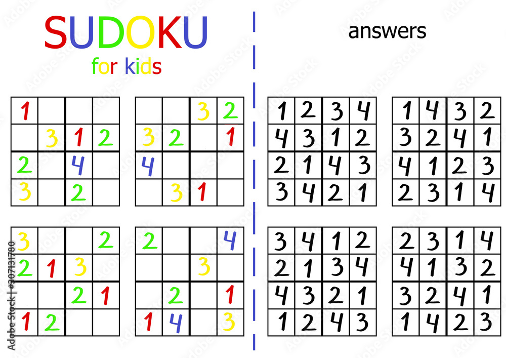 Sudoku Puzzle For Kids Simple Sudoku Riddle For Begginers With Answers 