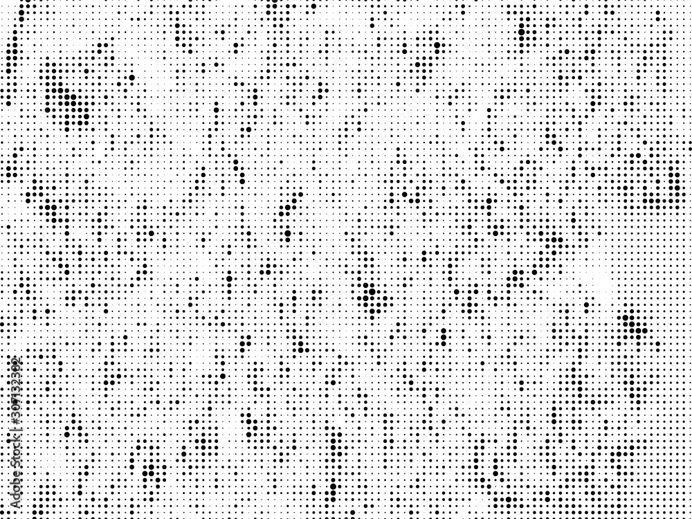 Grunge vector halftone texture overlay background. Abstract black and white dotted background illustration.