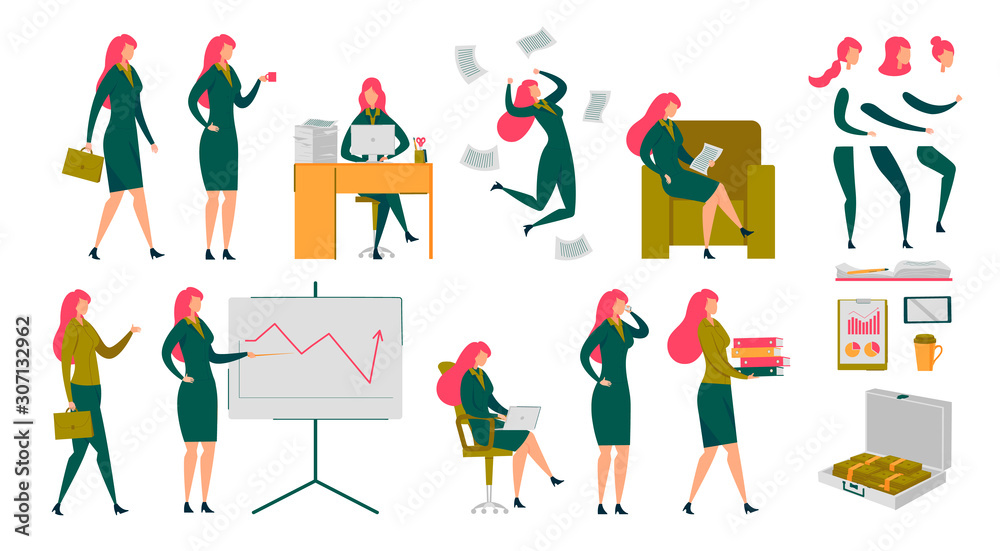 Businesswoman Executive Manager Character Set