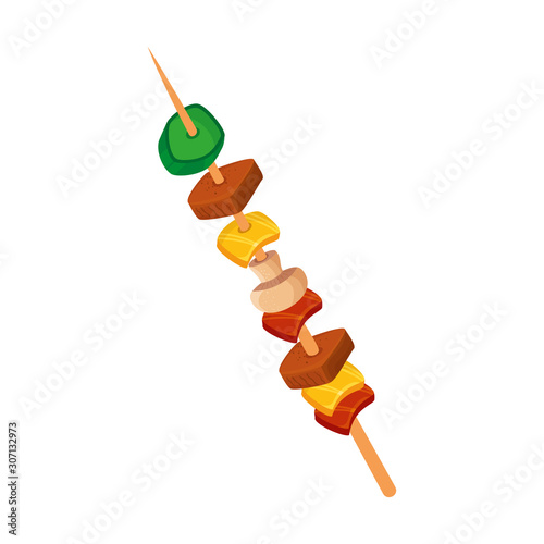 brochette of meat and vegetables isolated icon vector illustration design