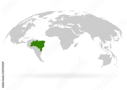 Territory of Brazil. Planet Earth. The Earth, World Map on white background. Vector illustration. EPS 10