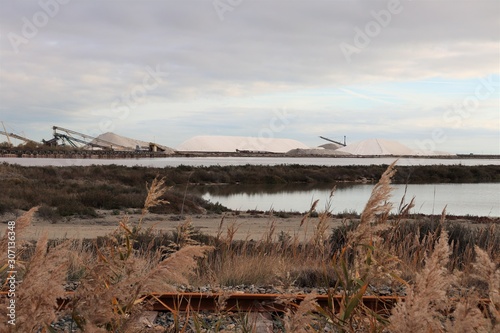 Les salins du midi à Aigues Mortes - Département du Gard - Région Occitanie - France - Site de production de sel de mer © ERIC