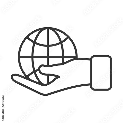 business hand lifting sphere planet