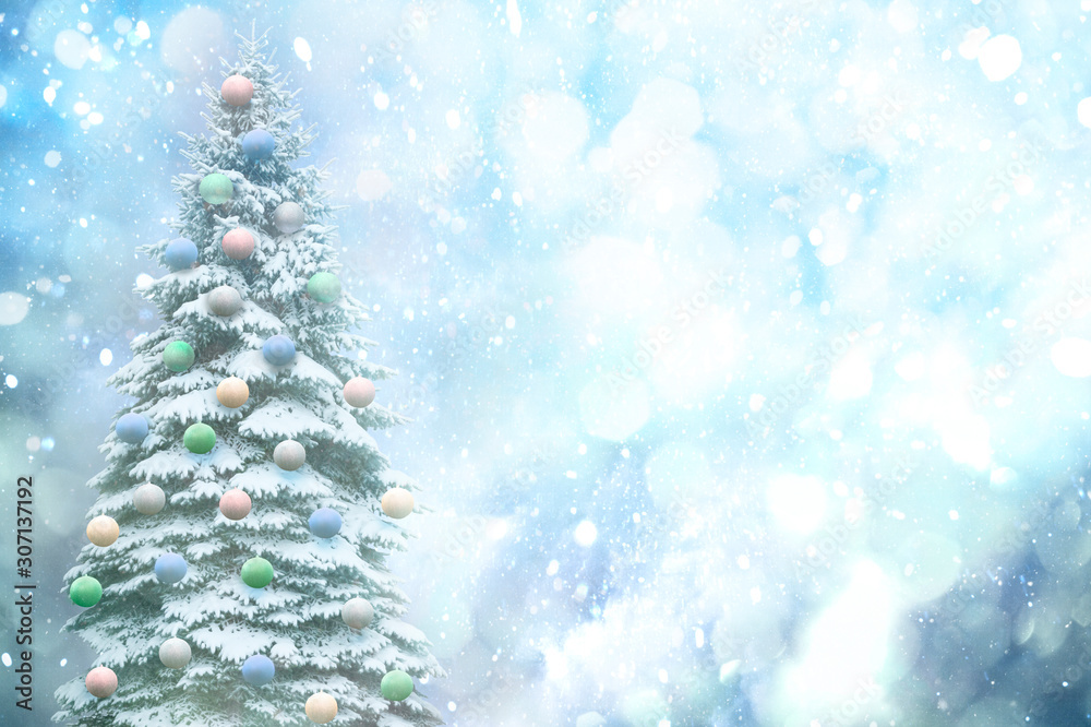 Obraz premium Christmas tree over colors background