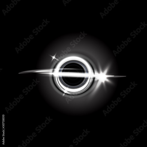 Space black hole isolated on back background. Glowing gradient effect. Vector illustration, eps 10.