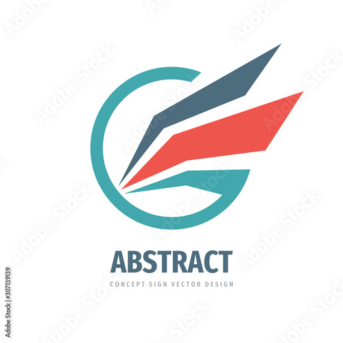 Abstract wing in circle - concept logo design. Development business strategy vector sign. Transport logistic symbol. 