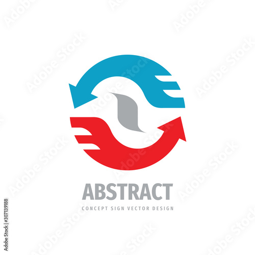 Business communication concept logo design. Arrows direction sign. Wings symbol. Vector illustration. 