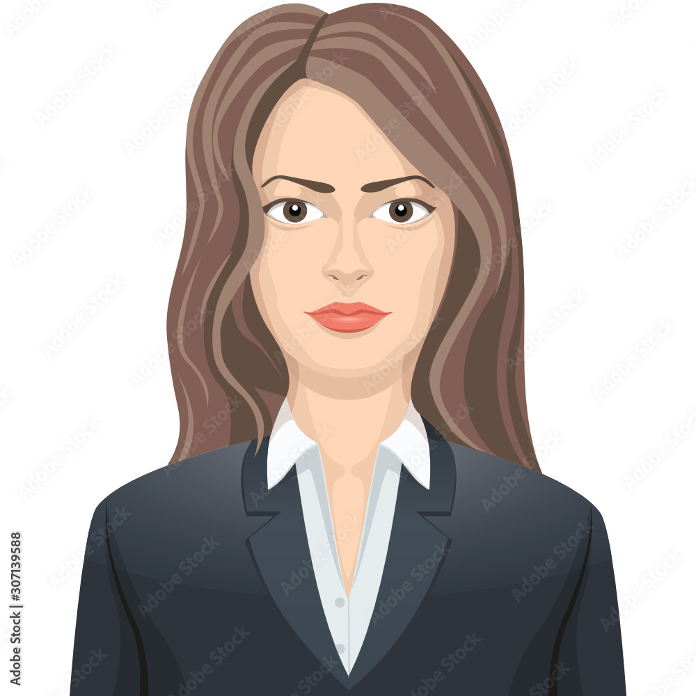 Beautiful woman character avatar in business suit Beautiful woman character avatar in business suit
