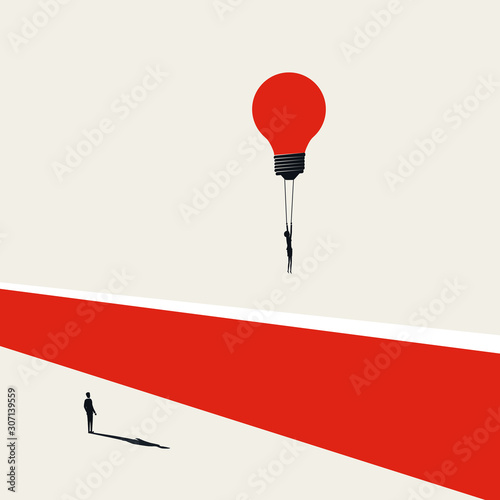 Woman emancipation in business vector concept. Overcoming challenges and creative solutions symbol.