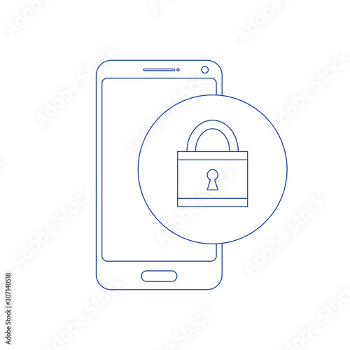 Mobile phone unlocked notification button and password field vector, concept of smartphone security. Concept of line icon