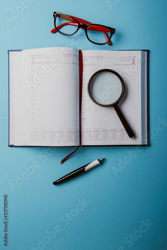 Business planning with copy space and office supplies