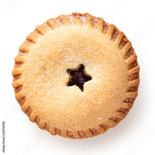 Foto Traditional british christmas mince pie isolated on white