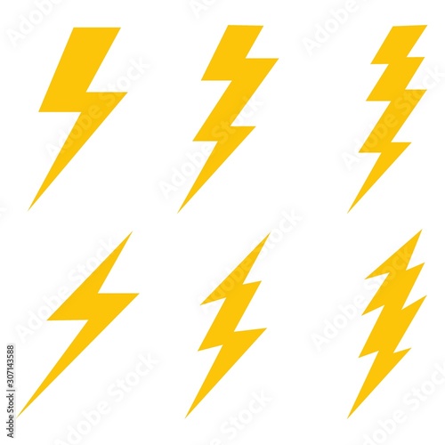 Set Lightning bolt. Thunderbolt  lightning strike  Modern flat style vector illustration.