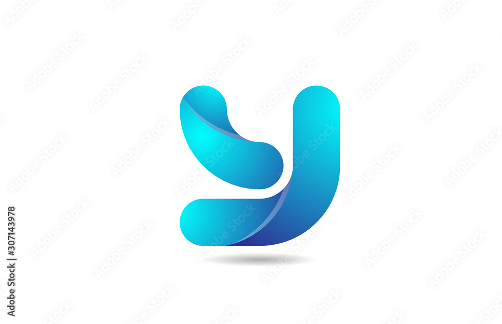 blue gradient logo y alphabet letter design icon for company - obrazy, fototapety, plakaty 