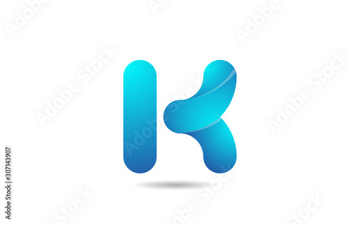 blue gradient logo k alphabet letter design icon for company