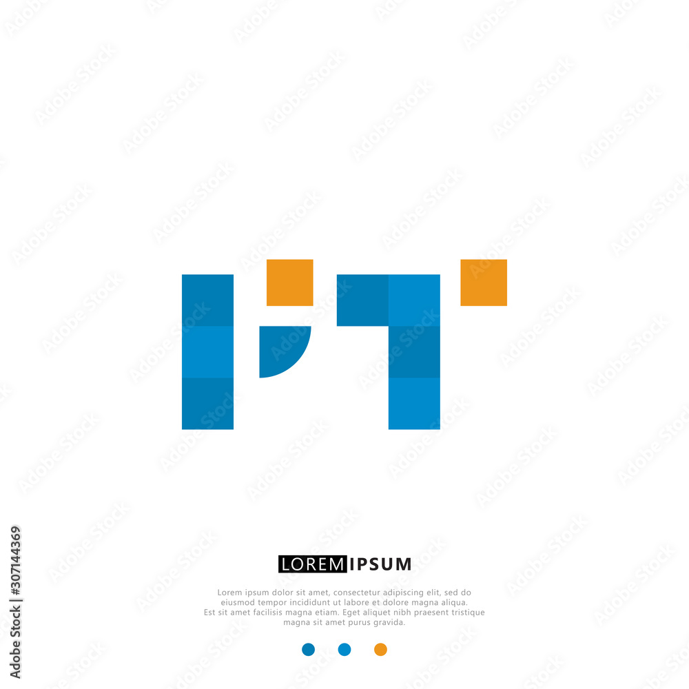 PT P T Logo Monogram with Blue and yellow Colors. modern letter logo design