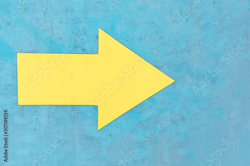 yellow arrow graphics on a blue background
