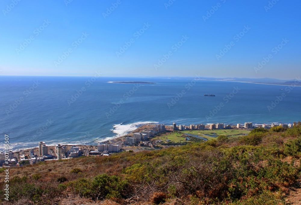 View of the bay before Cape Town from Table Mountain