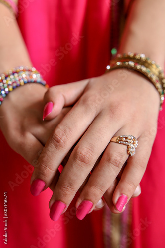 Hands of a young girl  in wedding 