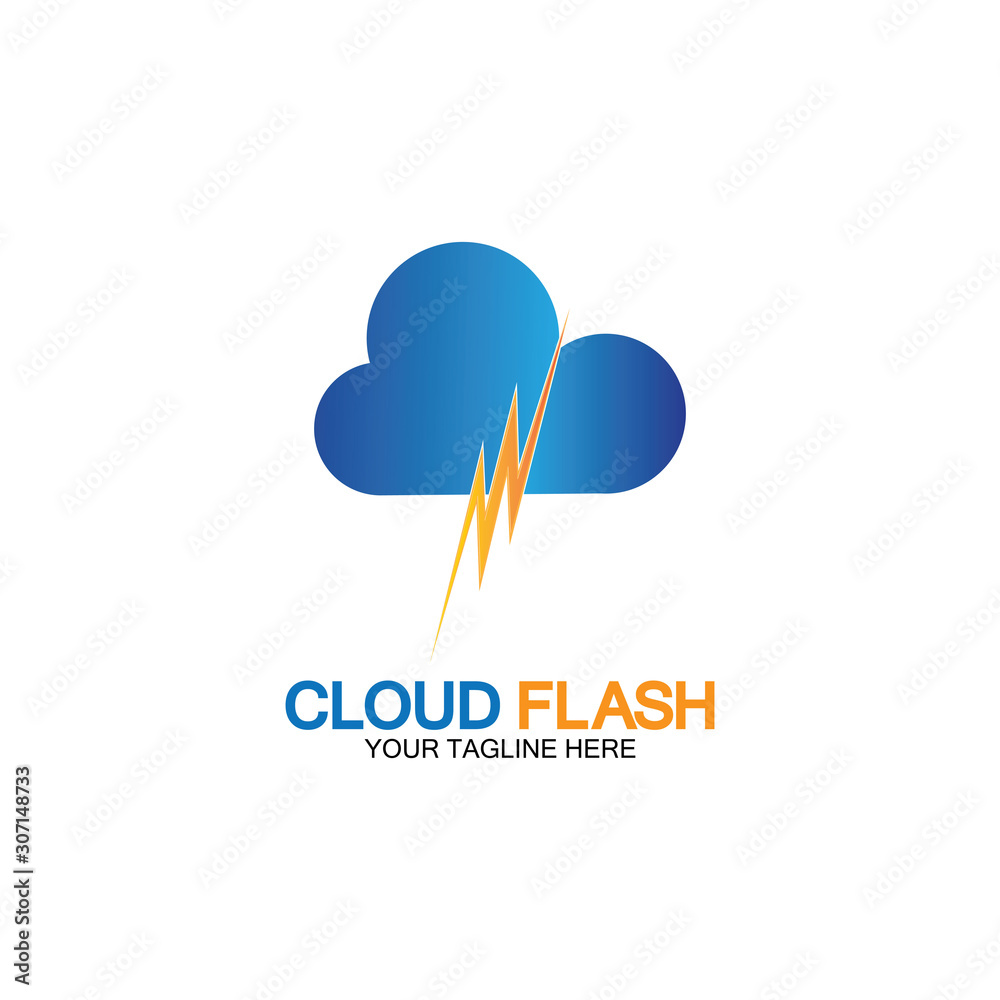 Cloud flash vector logo icon design template-vector Cloud flash vector logo icon design template-vector
