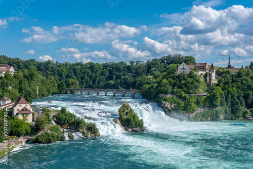 View of the Rhine Falls with the Laufen Castle in Neuhausen