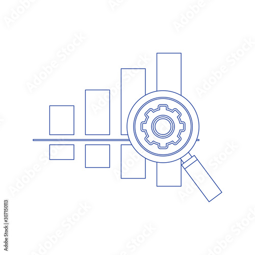 Flat design concept of business big data analysis, global analytics, financial research report. Concept of line icon