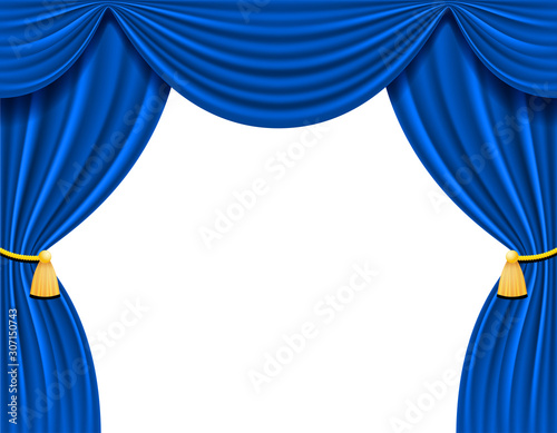 blue theatrical curtain for design vector illustration