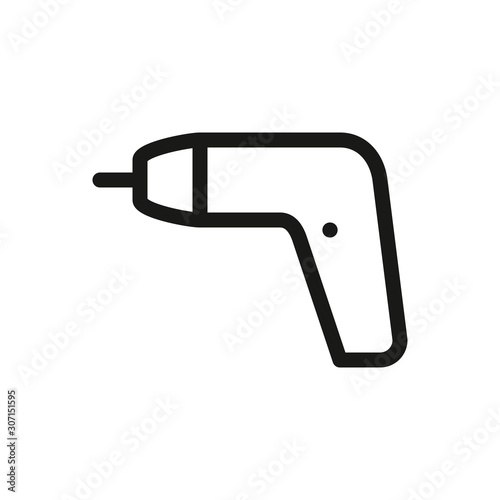 Cordless screwdriver, cordless wrench driver isolated vector icon. Power tools outline icons.