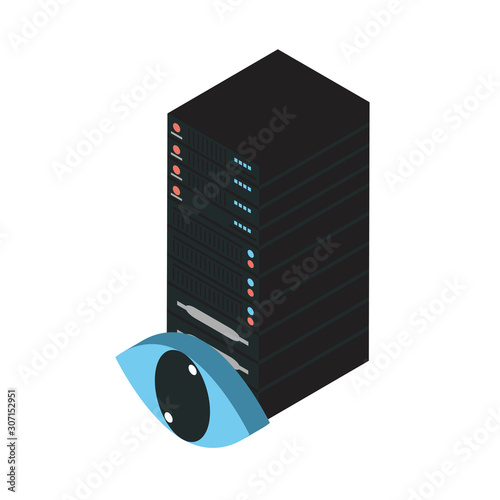data server tower with eye human