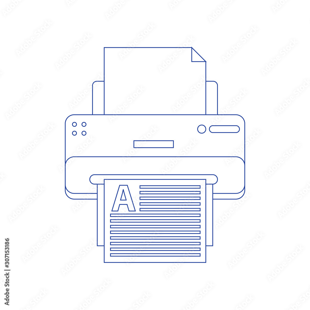 Realistic printer vector isometric illustration. Concept of line icon Realistic printer vector isometric illustration. Concept of line icon