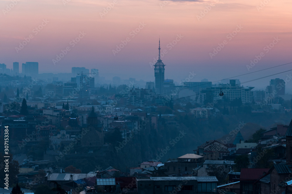 Tbilisi, Georgia A view of the city at dawn.