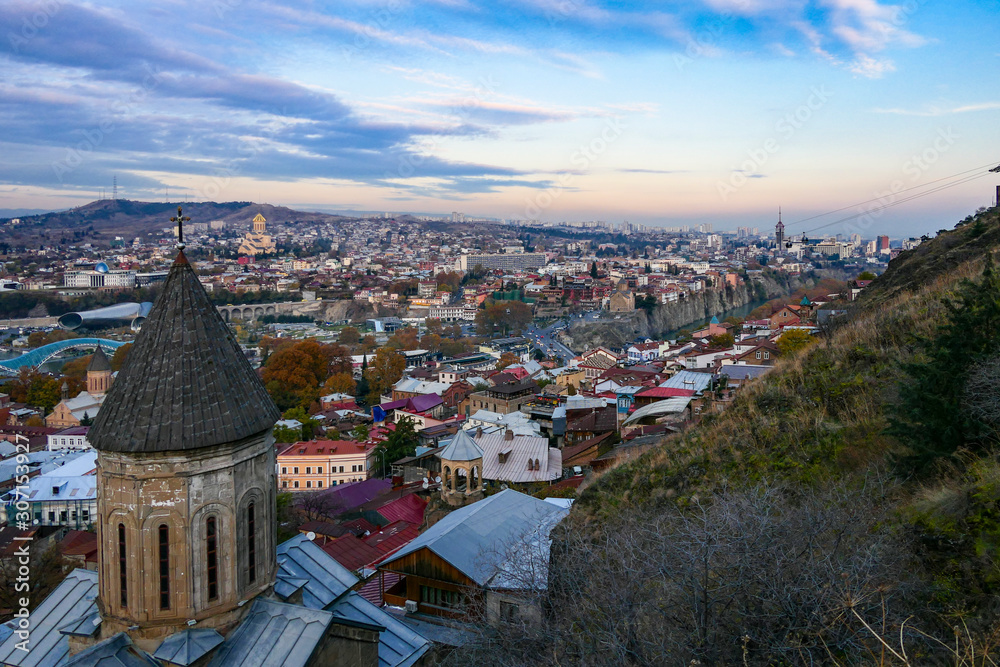 Tbilisi, Georgia A view over the old town at sunset.