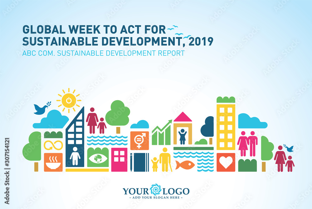 Sustainable Development Goals. vector template in A4 size. Annual report. Abstract Brochure design. Flyer promotion. Presentation cover. Vector illustration. Infographic elements data Visualisation.