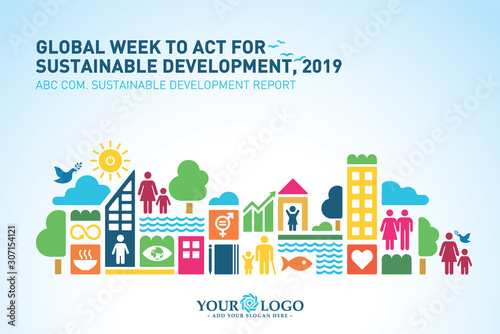 Sustainable Development Goals. vector template in A4 size. Annual report. Abstract Brochure design. Flyer promotion. Presentation cover. Vector illustration. Infographic elements data Visualisation. photo