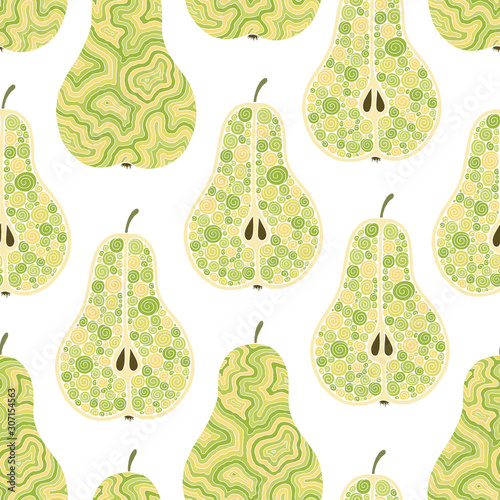 Frash pears modern beauty doodle seamless pattern.