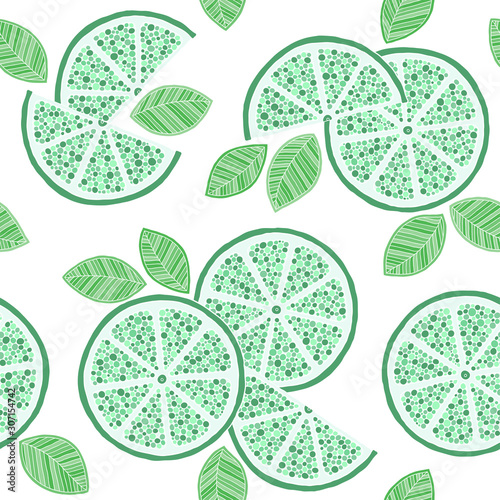 Lime, slice citrus on white background.