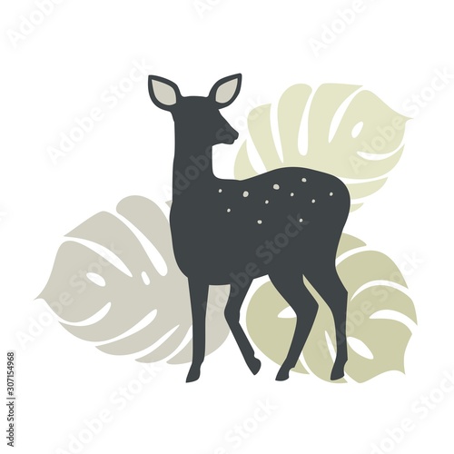 Wild deer silhouette
