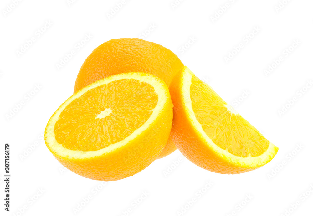 Orange isolated on white background in Full Depth of field white clipping path