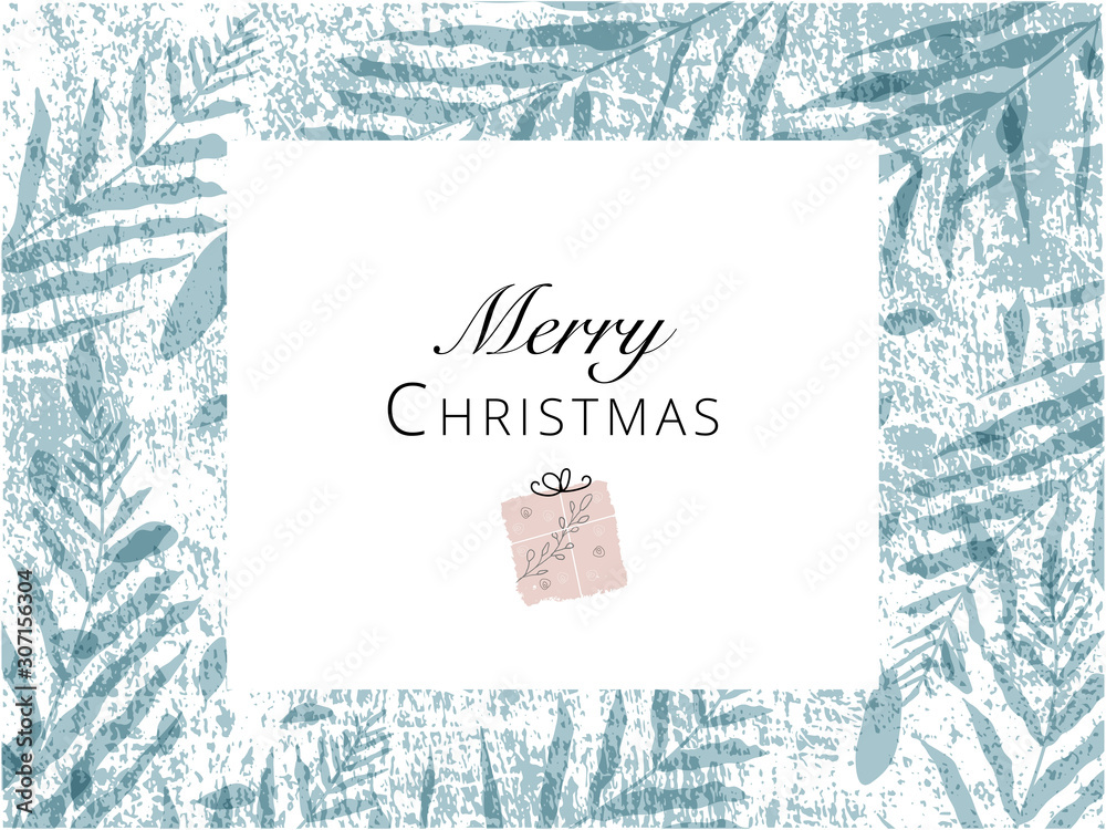 Obraz Christmas cute greeting card or banner templates with different winter holidays symbols, animals and characters. hand drawn textures design concept