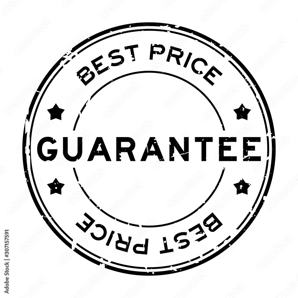 Grunge black best price guarantee word round rubber seal stamp on white background