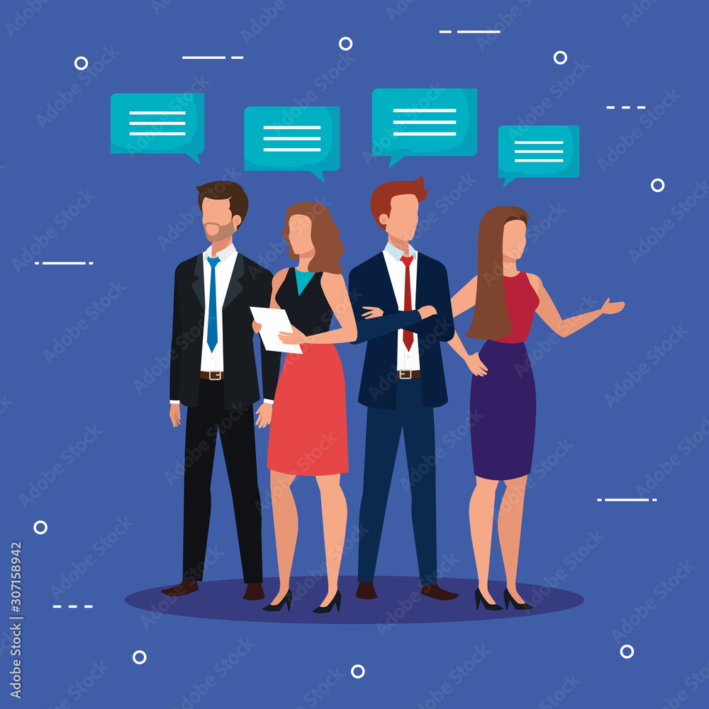 meeting of business people talking avatar character vector illustration design meeting of business people talking avatar character vector illustration design