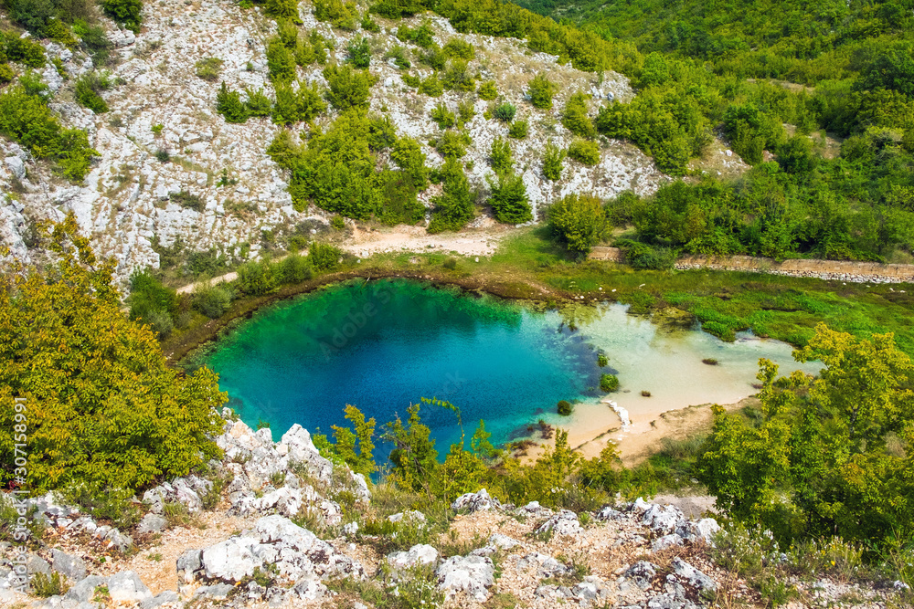 Croatia, Cetina river source water hole in Dalmatian Zagora
