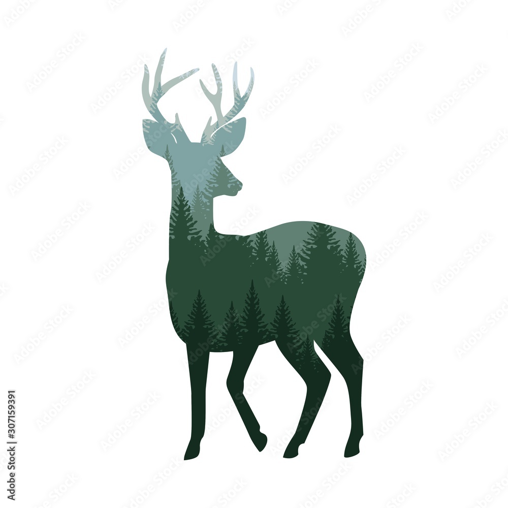 Obraz premium Wild deer silhouette