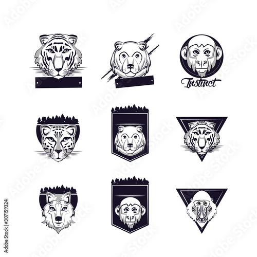 bundle of emblems animals heads