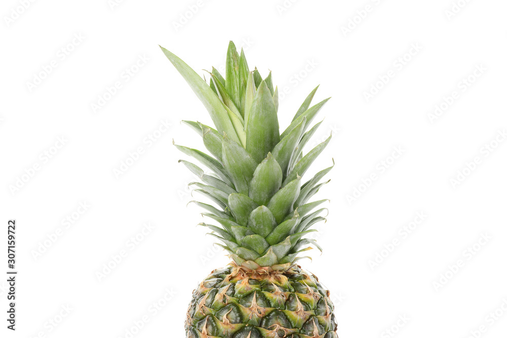 Top of pineapple isolated on white background. Juicy fruit Top of pineapple isolated on white background. Juicy fruit